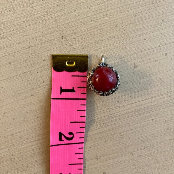 Vintage 1990's Red Marble Charm Pendant - Picture 5 of 6